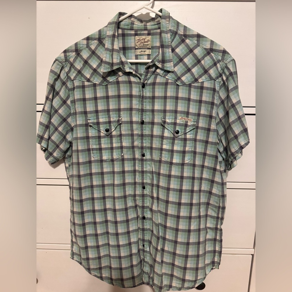 Lucky Brand Mens Button Down Short Sleeve Shirt